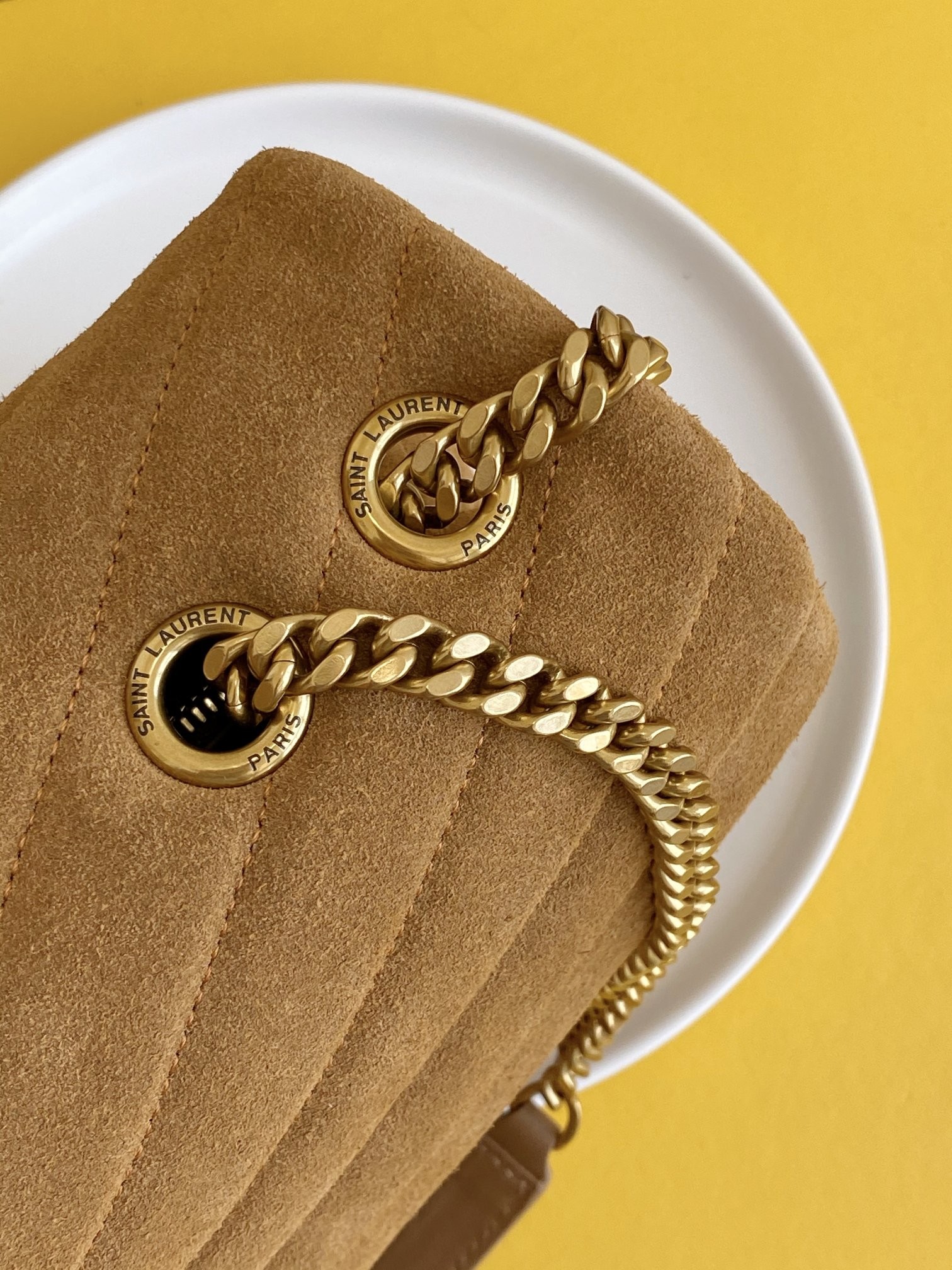 세인트로랑 모노그램 루루 푸퍼백 브라운 금장 (31cm)