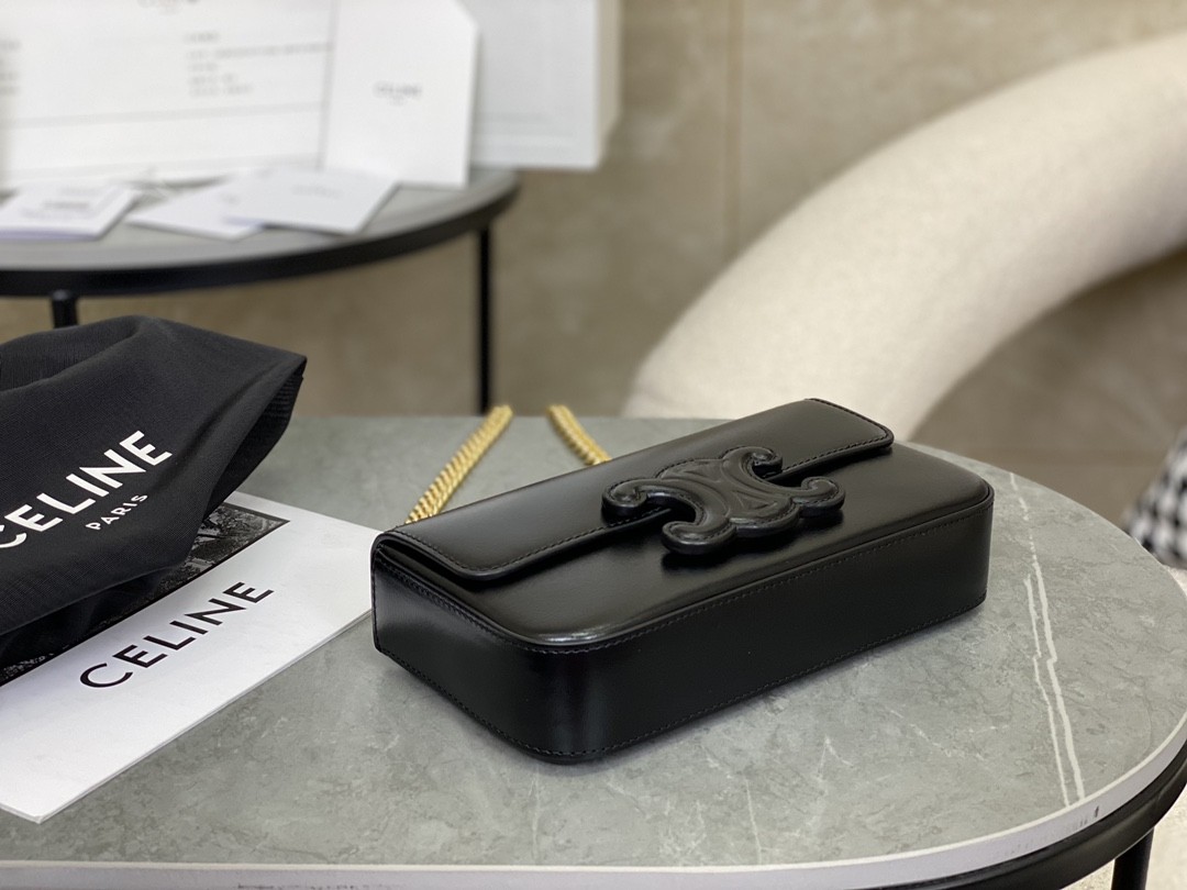 [CELINE-셀린느]  클로드 체인 숄더백 - 샤이니 카프스킨 블랙  [백경]