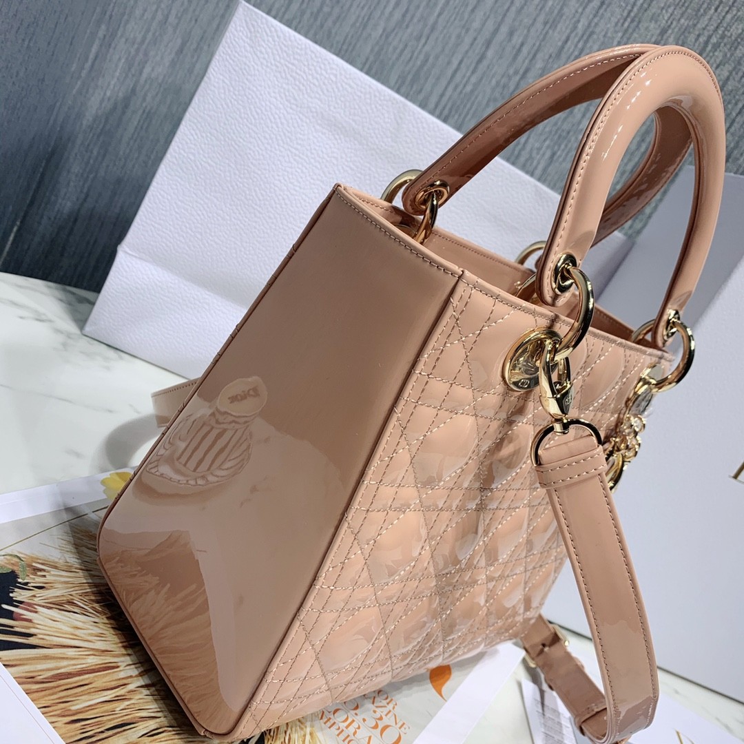 디올 레이디백 램스킨 매트 원톤 (베이지)