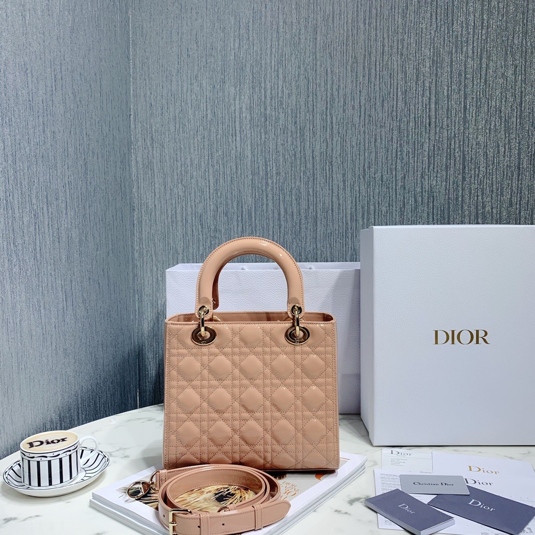 디올 레이디백 램스킨 매트 원톤 (베이지)