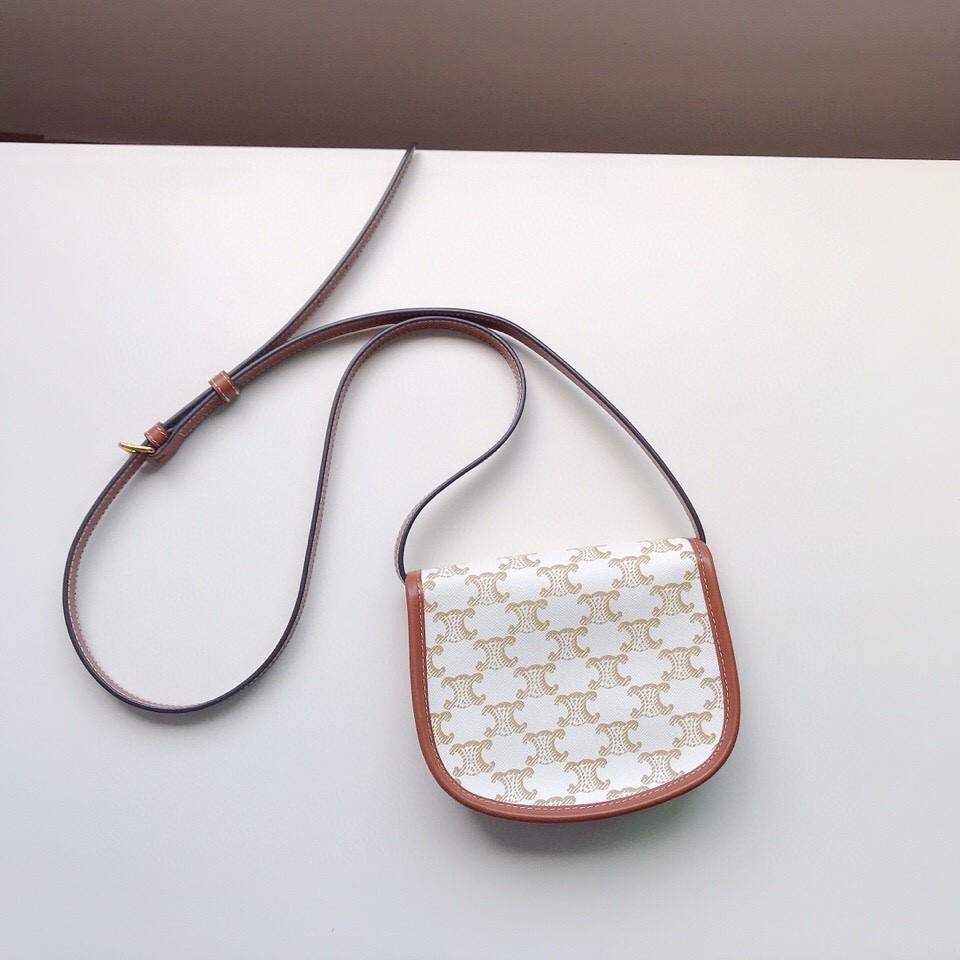 [CELINE-셀린느] 미니 베사체 - 트리옹프 캔버스 & 카프스킨 화이트