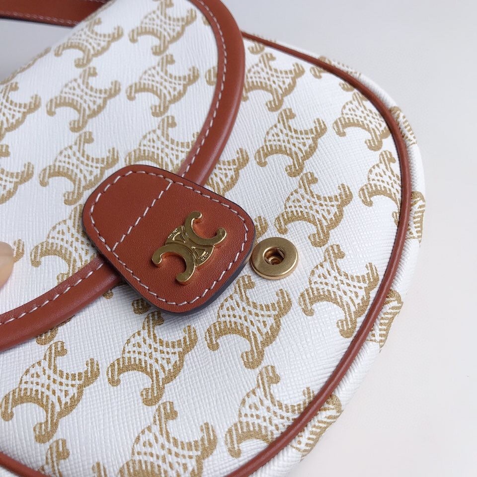 [CELINE-셀린느] 미니 베사체 - 트리옹프 캔버스 & 카프스킨 화이트