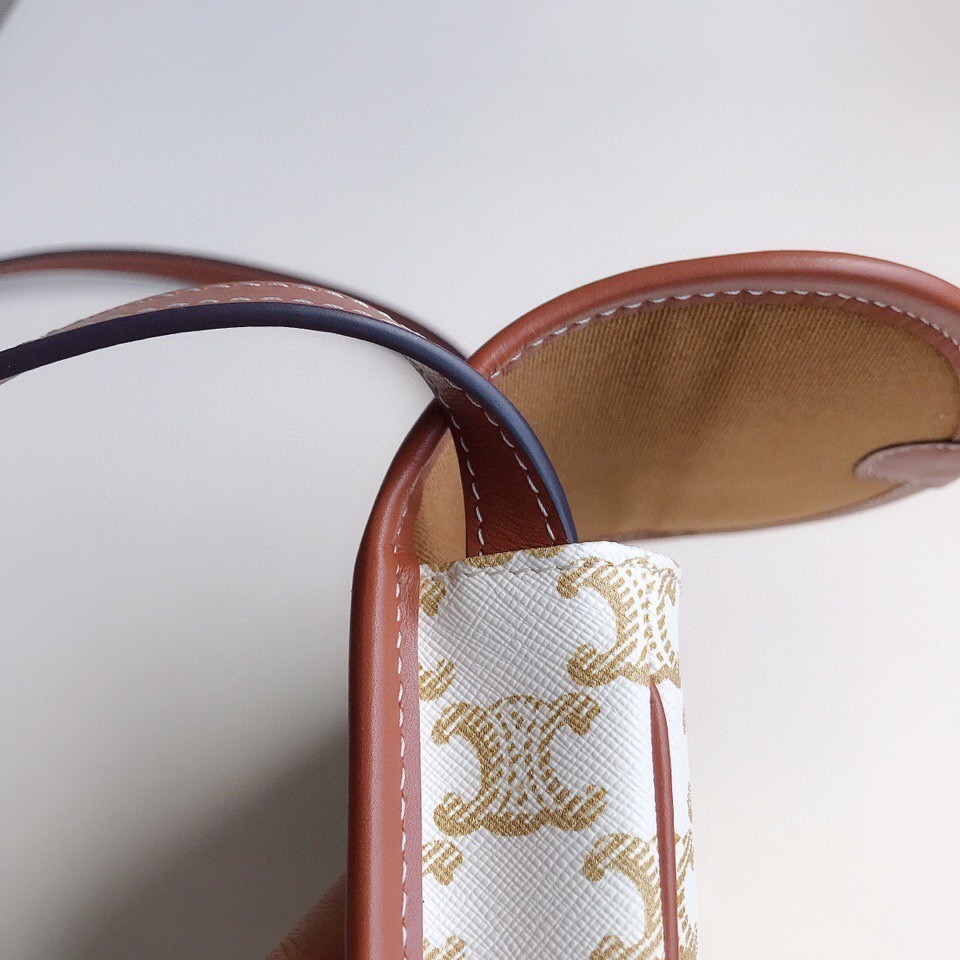 [CELINE-셀린느] 미니 베사체 - 트리옹프 캔버스 & 카프스킨 화이트