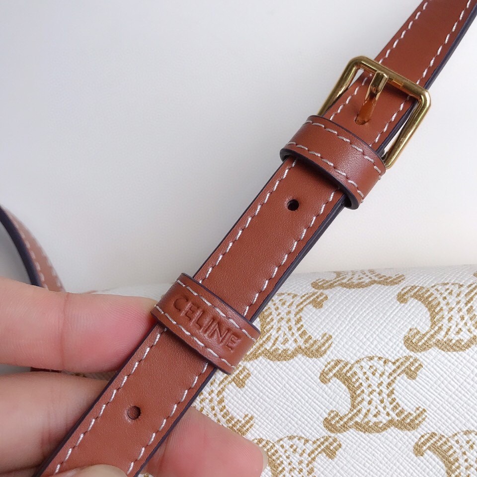 [CELINE-셀린느] 미니 베사체 - 트리옹프 캔버스 & 카프스킨 화이트