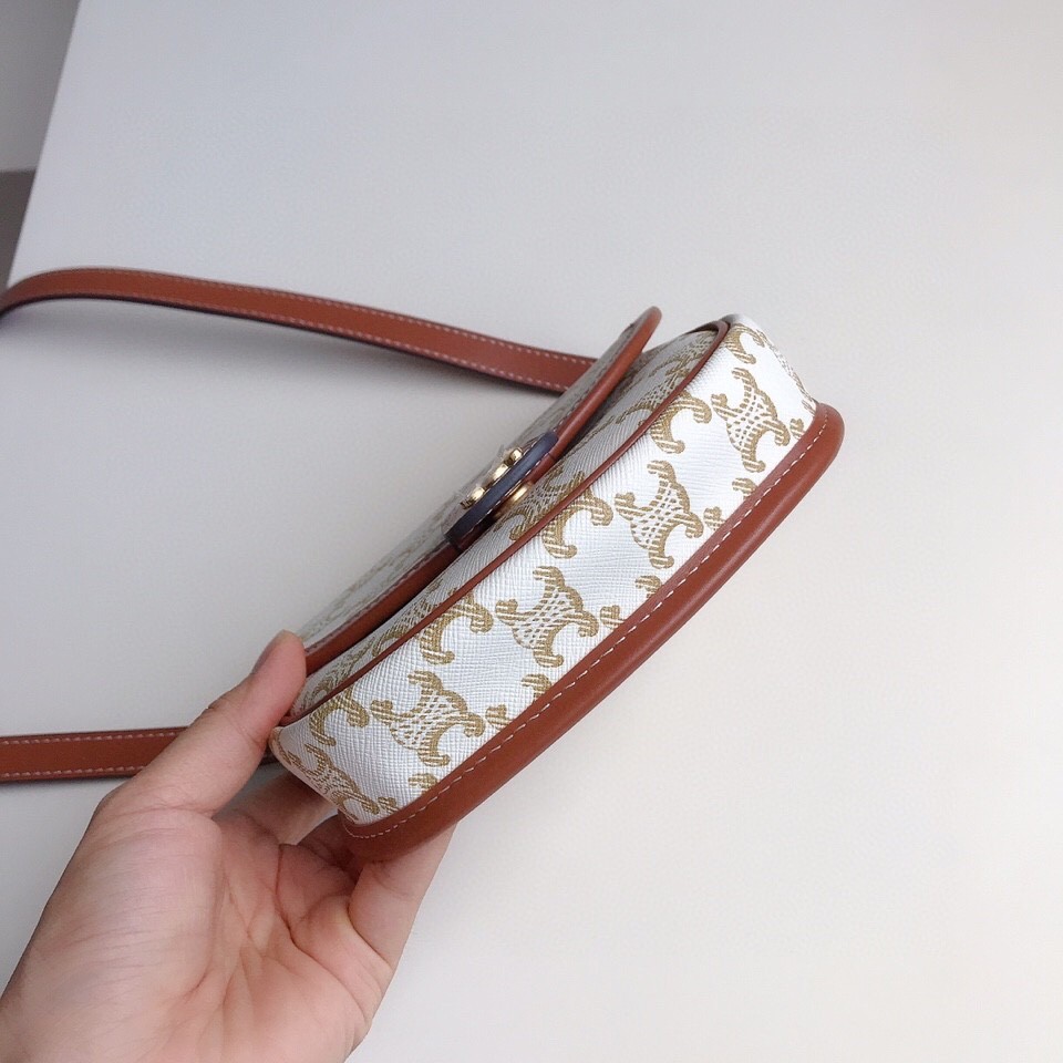 [CELINE-셀린느] 미니 베사체 - 트리옹프 캔버스 & 카프스킨 화이트