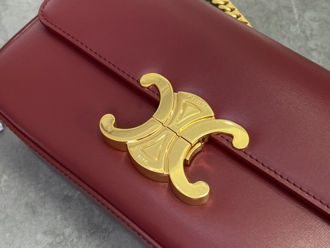 [CELINE-셀린느]  클로드 체인 숄더백 - 트리옹프 캔버스 탠 와인 [백경]