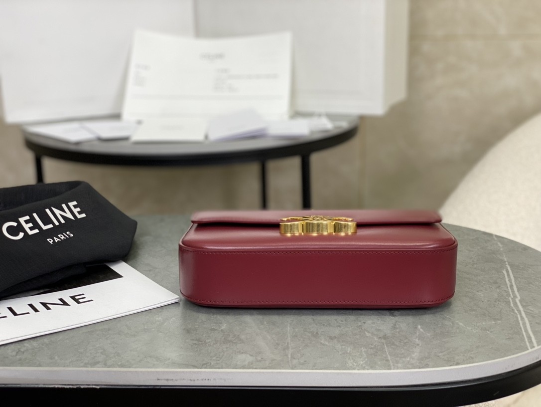 [CELINE-셀린느]  클로드 체인 숄더백 - 트리옹프 캔버스 탠 와인 [백경]