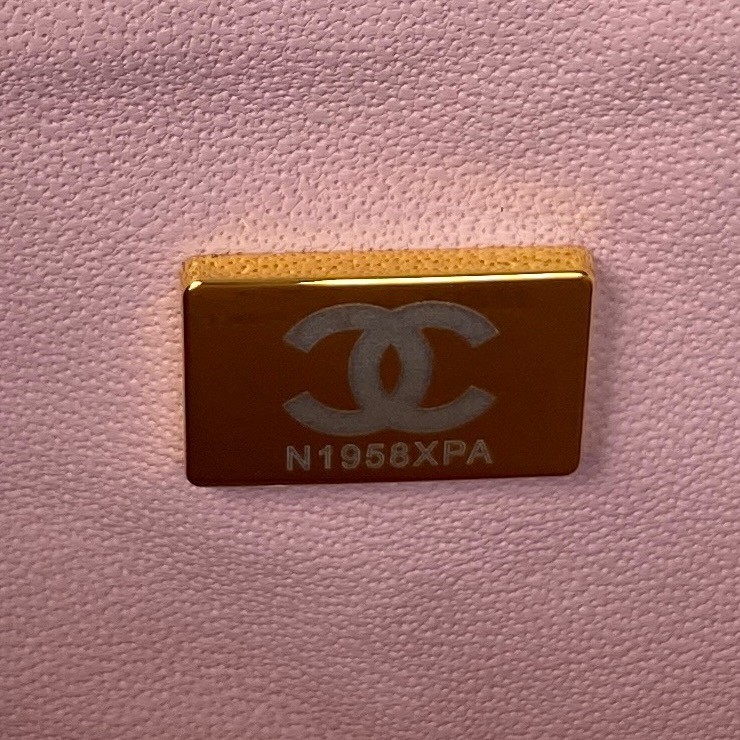 샤넬 뉴미니 탑핸들 램스킨 플랩백 금장 (핑크)