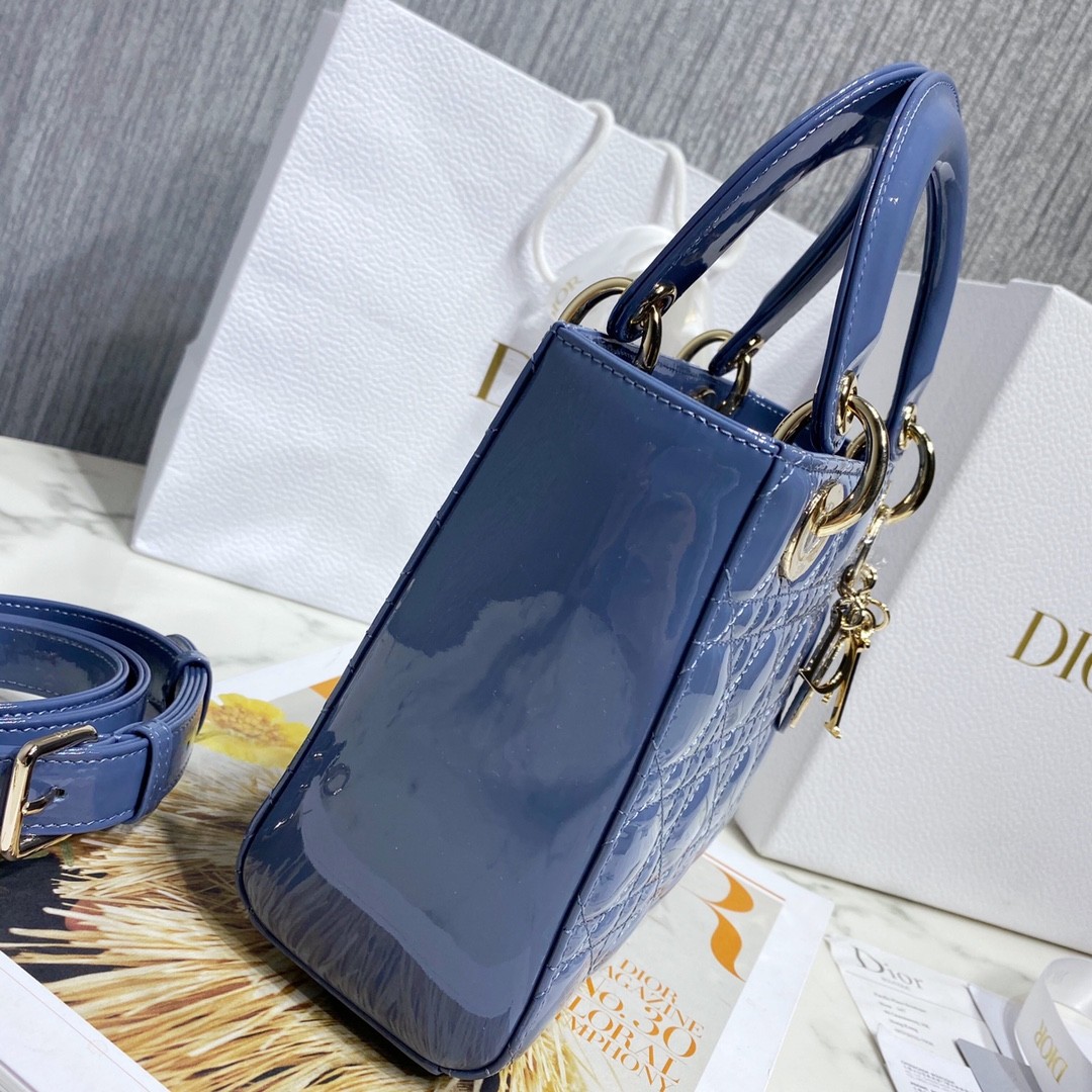 디올 레이디백 페이던트 금장 (인디고)