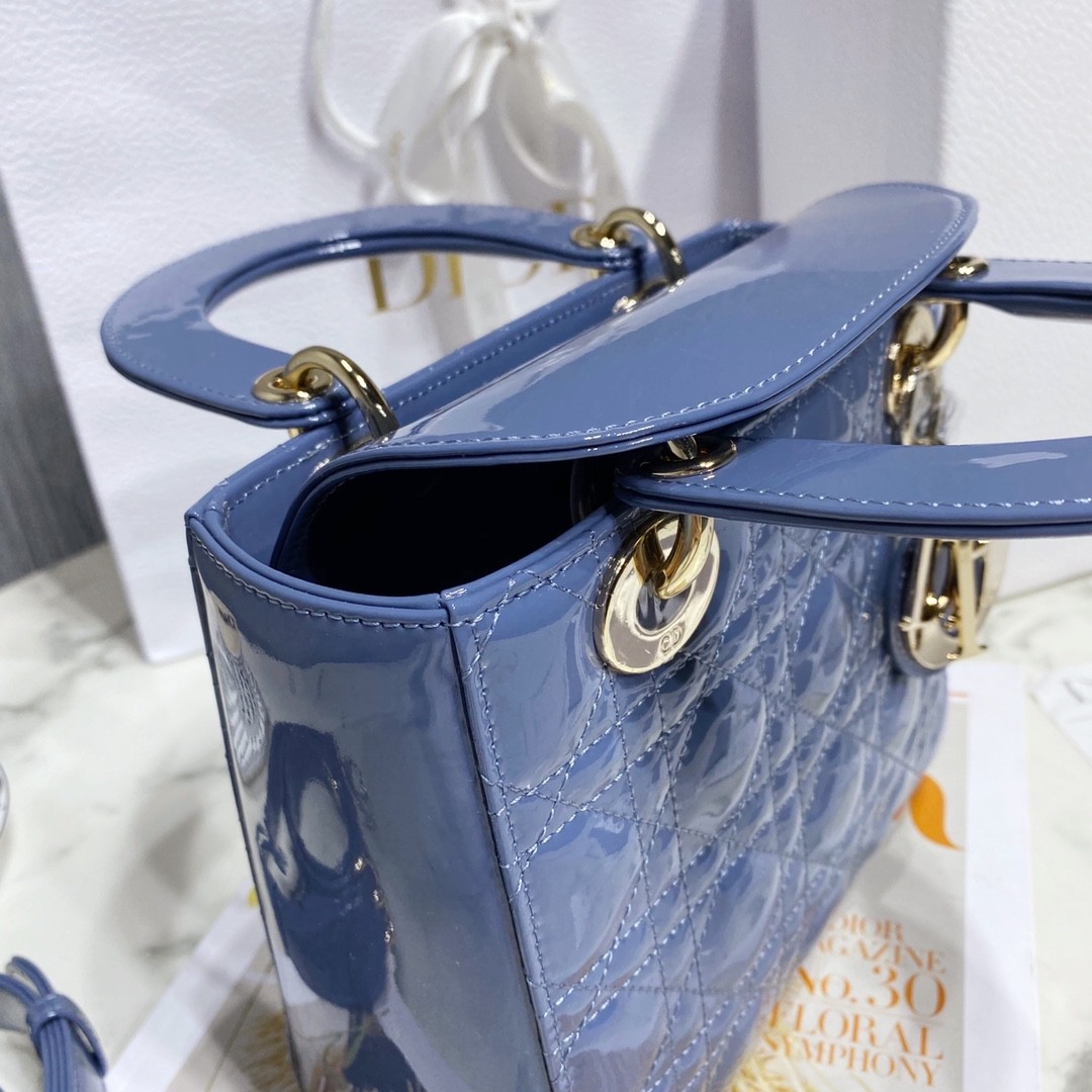 디올 레이디백 페이던트 금장 (인디고)