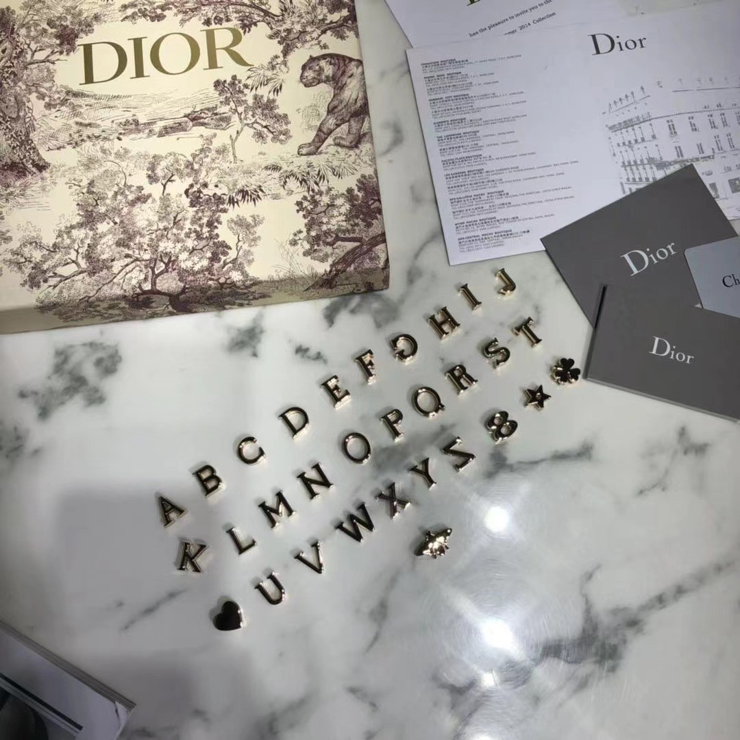 디올 레이디백 이니셜 벳지 매트 (화이트)