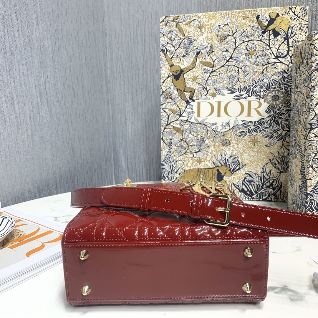 디올 레이디백 페이던트 금장 (레드)