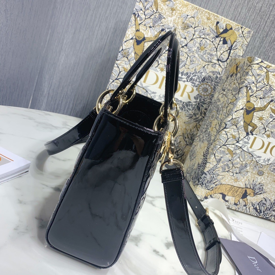 디올 레이디백 페이던트 금장 (블랙)
