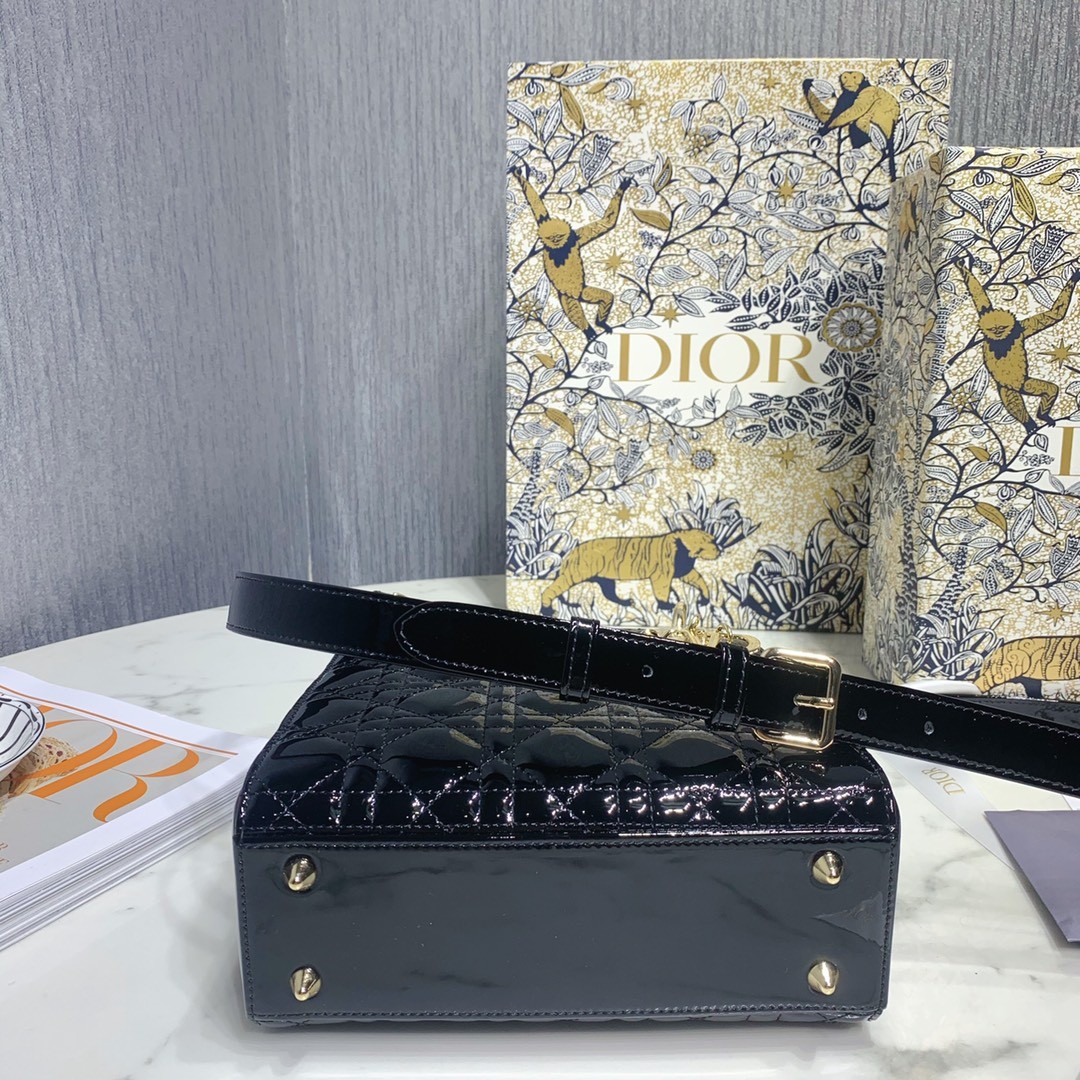 디올 레이디백 페이던트 금장 (블랙)