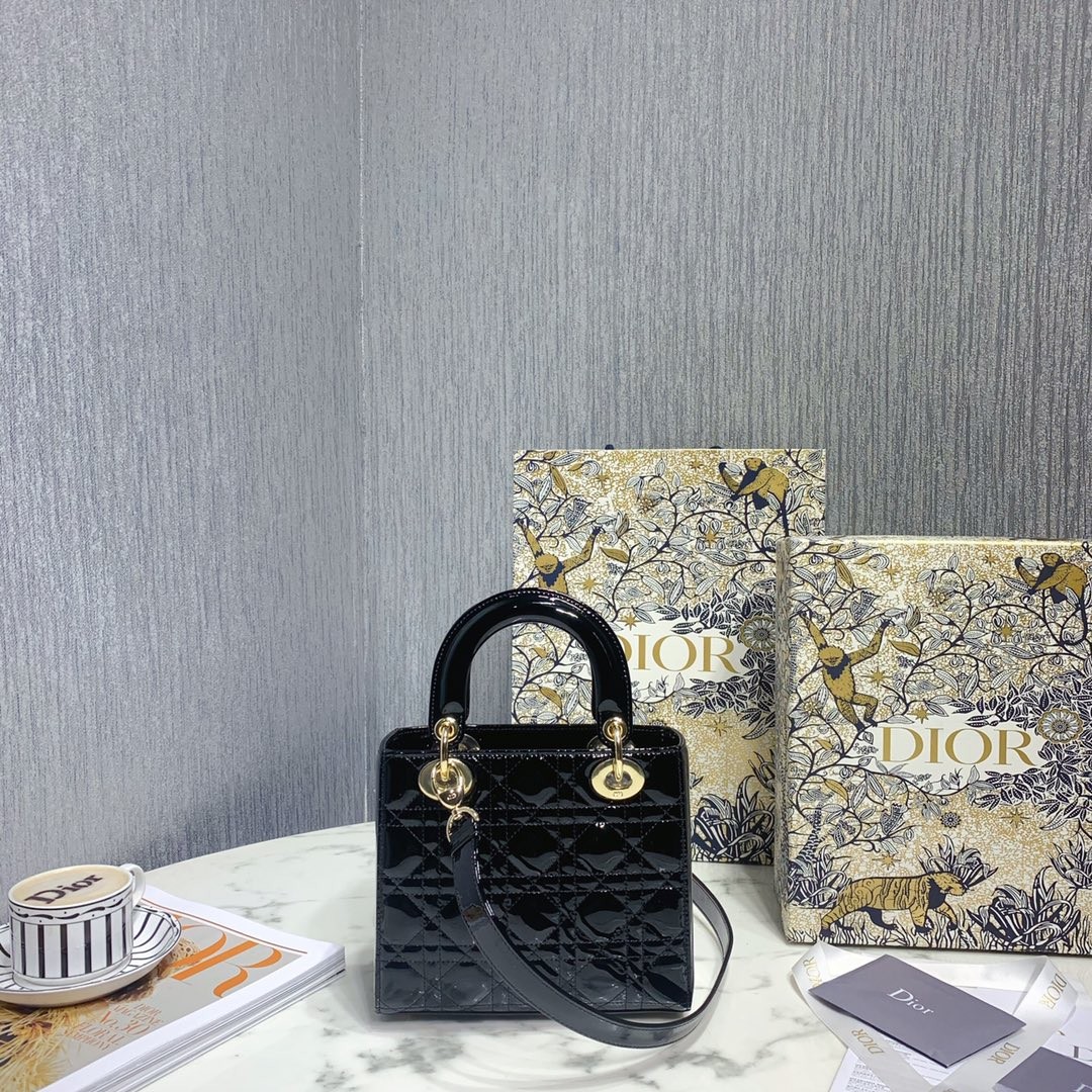 디올 레이디백 페이던트 금장 (블랙)