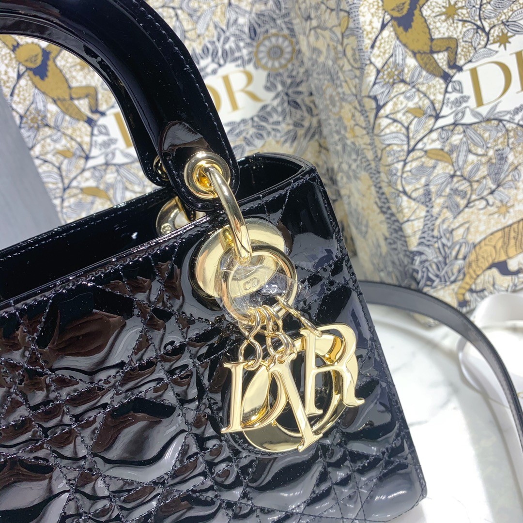 디올 레이디백 페이던트 금장 (블랙)