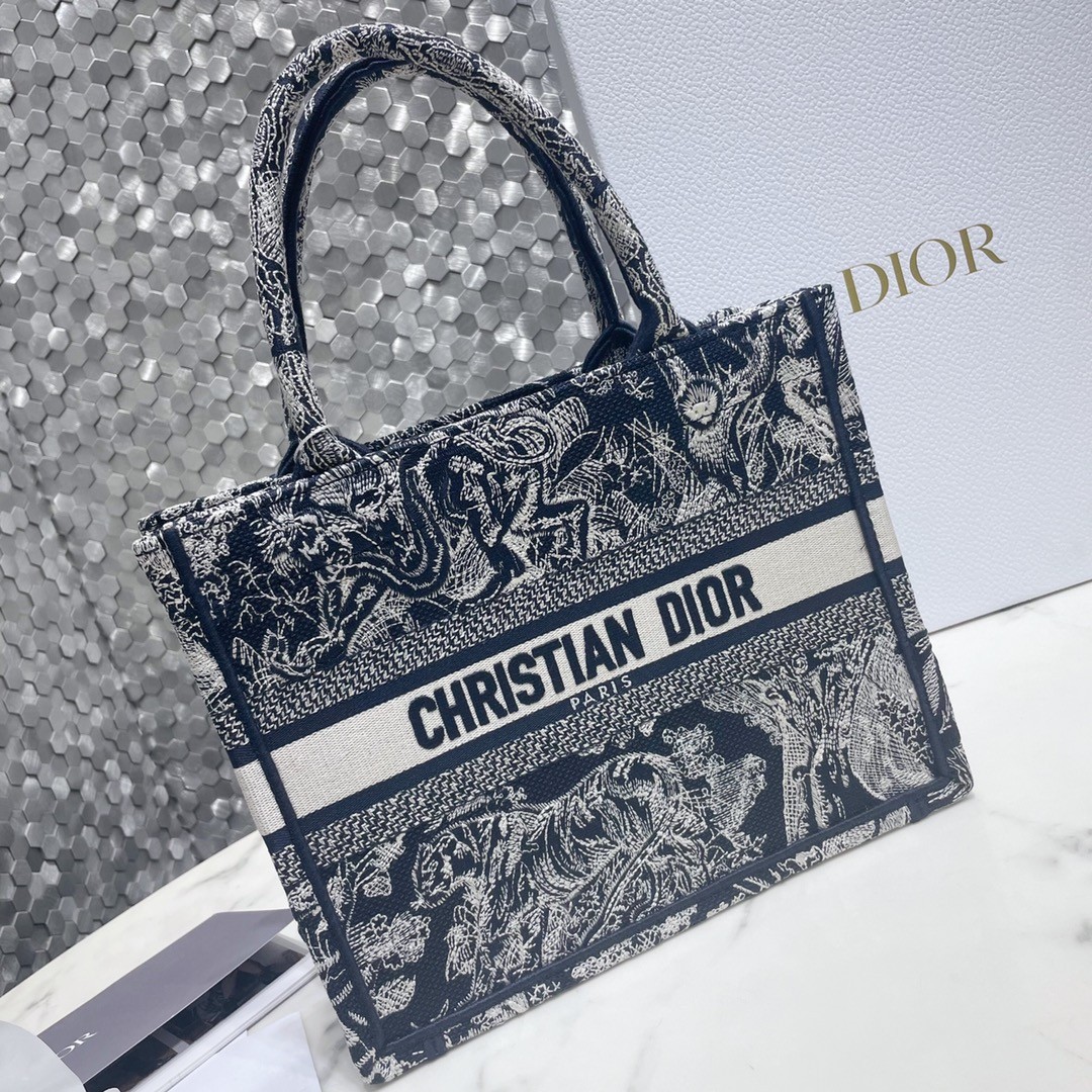 디올 북토트 리버스 프린팅 스몰  (네이비)