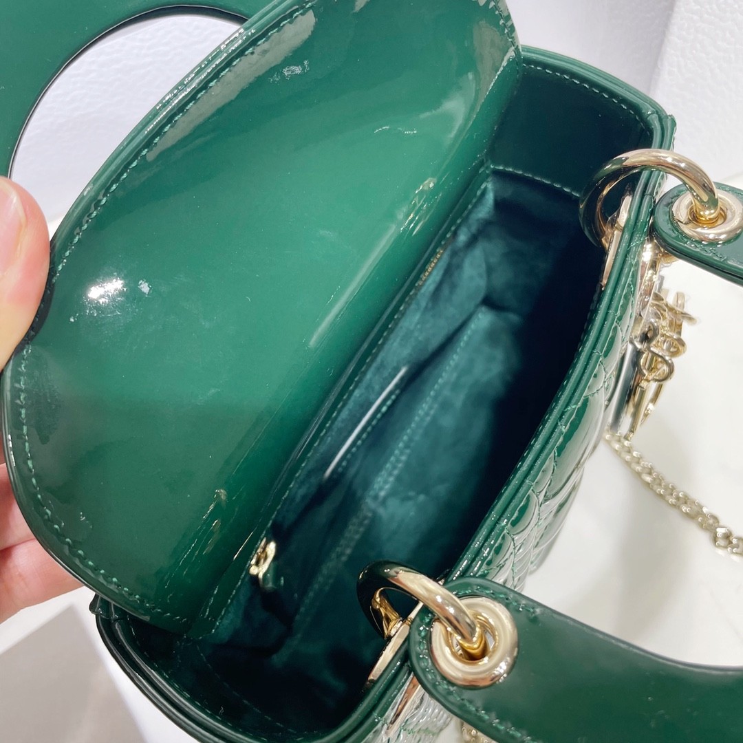 디올 레이디백 미니 페이던트 금장 (딥그린)