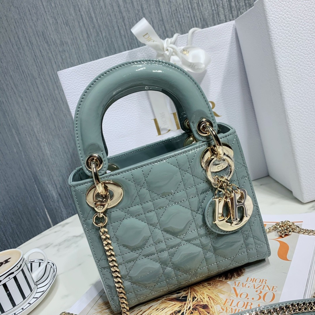 디올 레이디백 미니 페이던트 금장 (올리브)