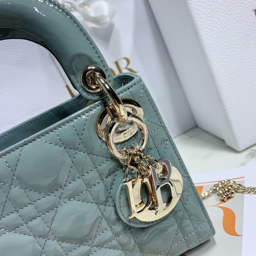 디올 레이디백 미니 페이던트 금장 (올리브)