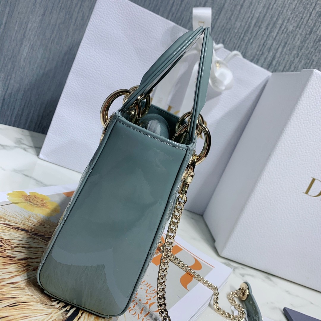 디올 레이디백 미니 페이던트 금장 (올리브)