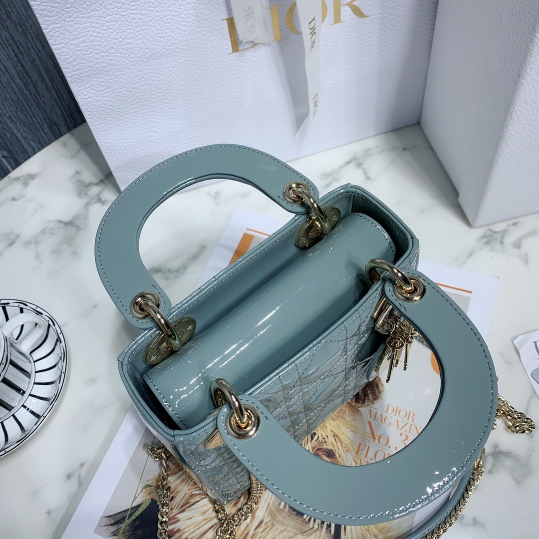 디올 레이디백 미니 페이던트 금장 (올리브)