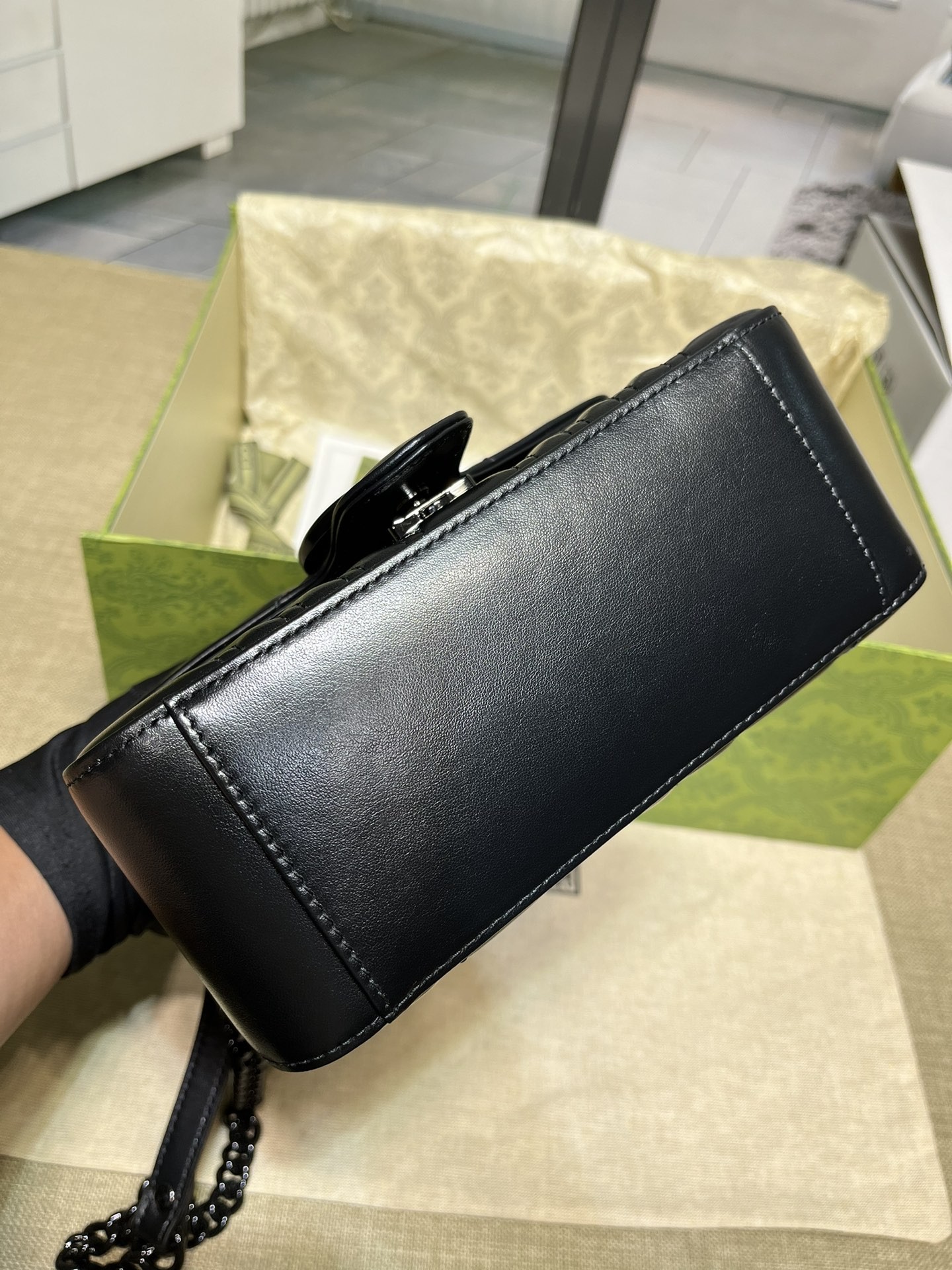 [GUCCI-구찌] 구찌 GG 마몽 미니 탑 핸들백