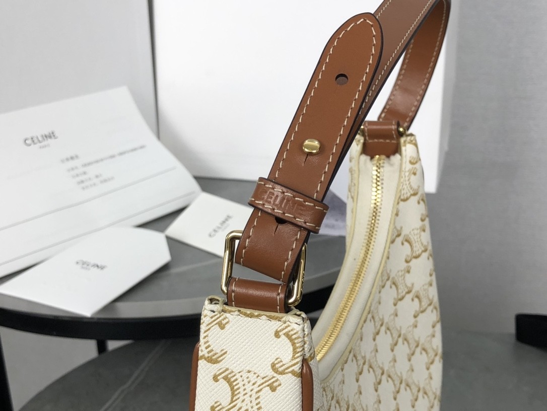 [CELINE-셀린느]  아바백 - 트리옹프 캔버스 & 카프스킨 화이트 [백경]