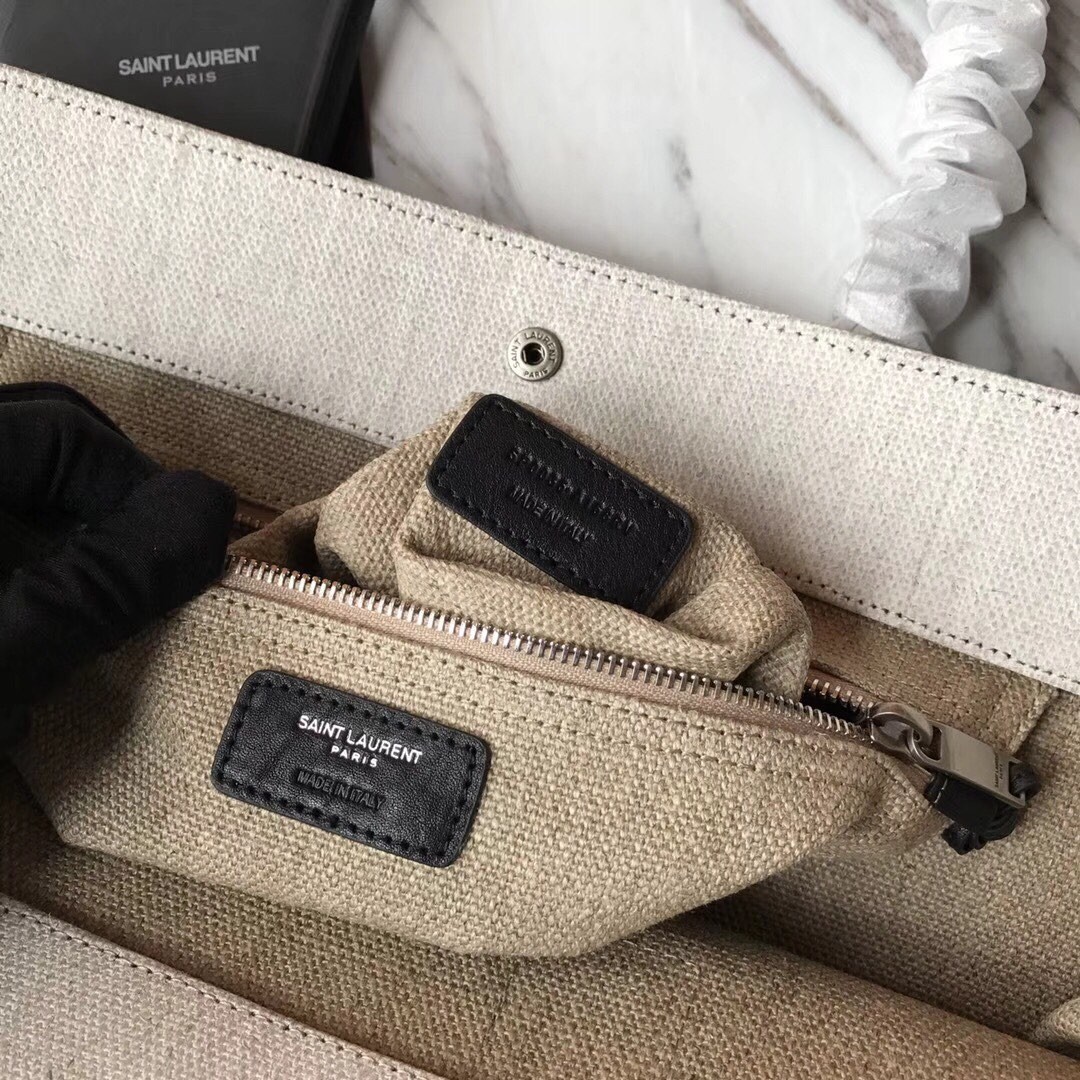 세인트로랑 린넨 리브고쉬 토트백