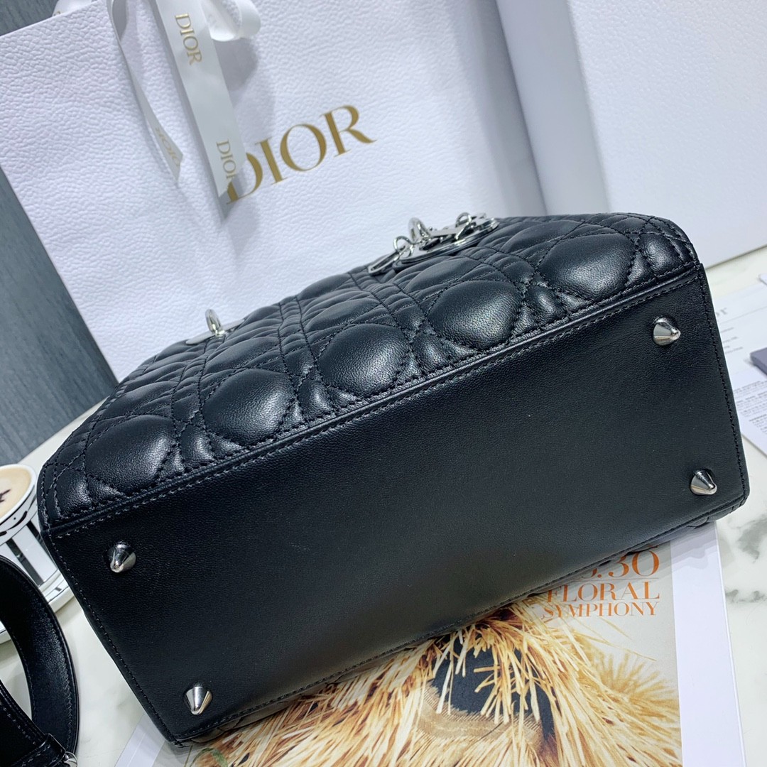 디올 레이디백 램스킨 은장 (블랙)