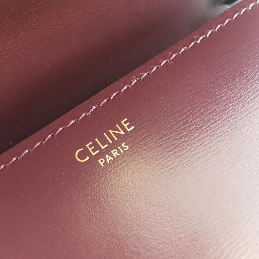 [CELINE-셀린느]  셀린느 박스 카프스킨 틴 클래식백 버건디