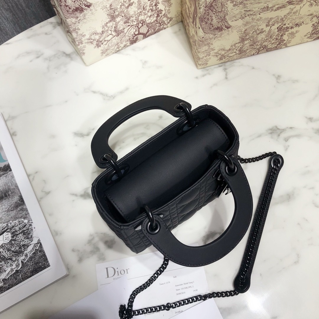 디올 레이디백 미니 램스킨 매트 (블랙)