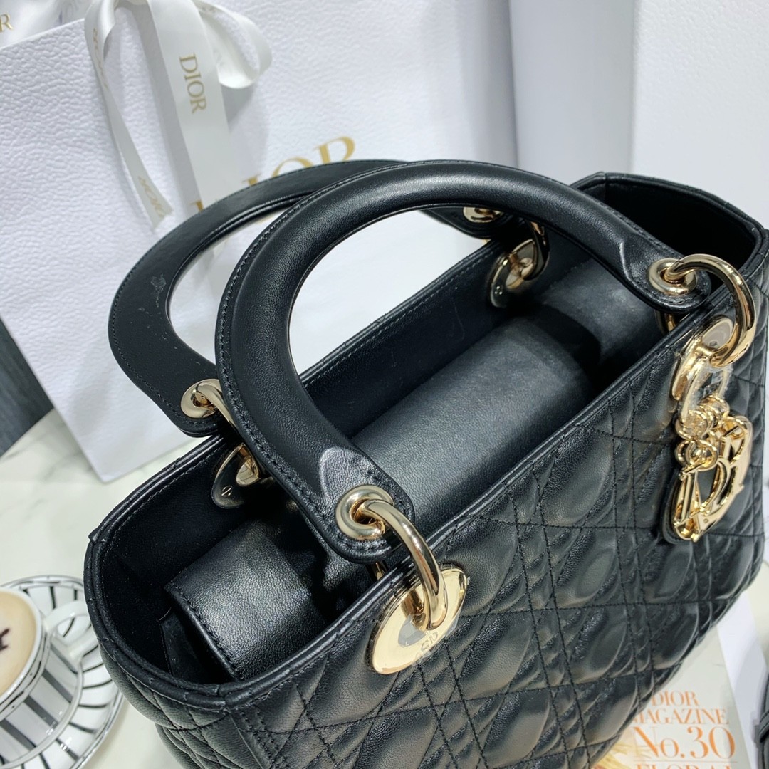 디올 레이디백 램스킨 금장 (블랙)