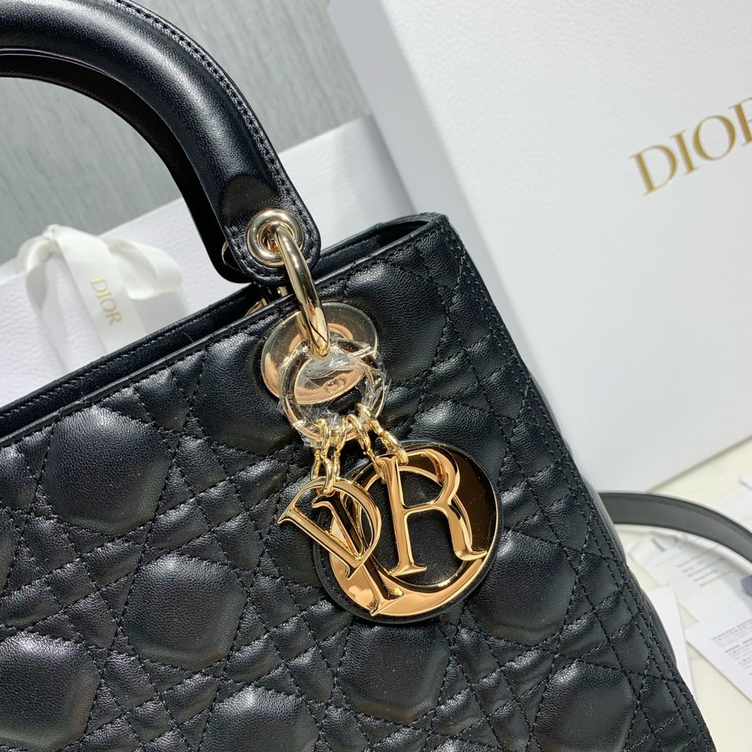 디올 레이디백 램스킨 금장 (블랙)