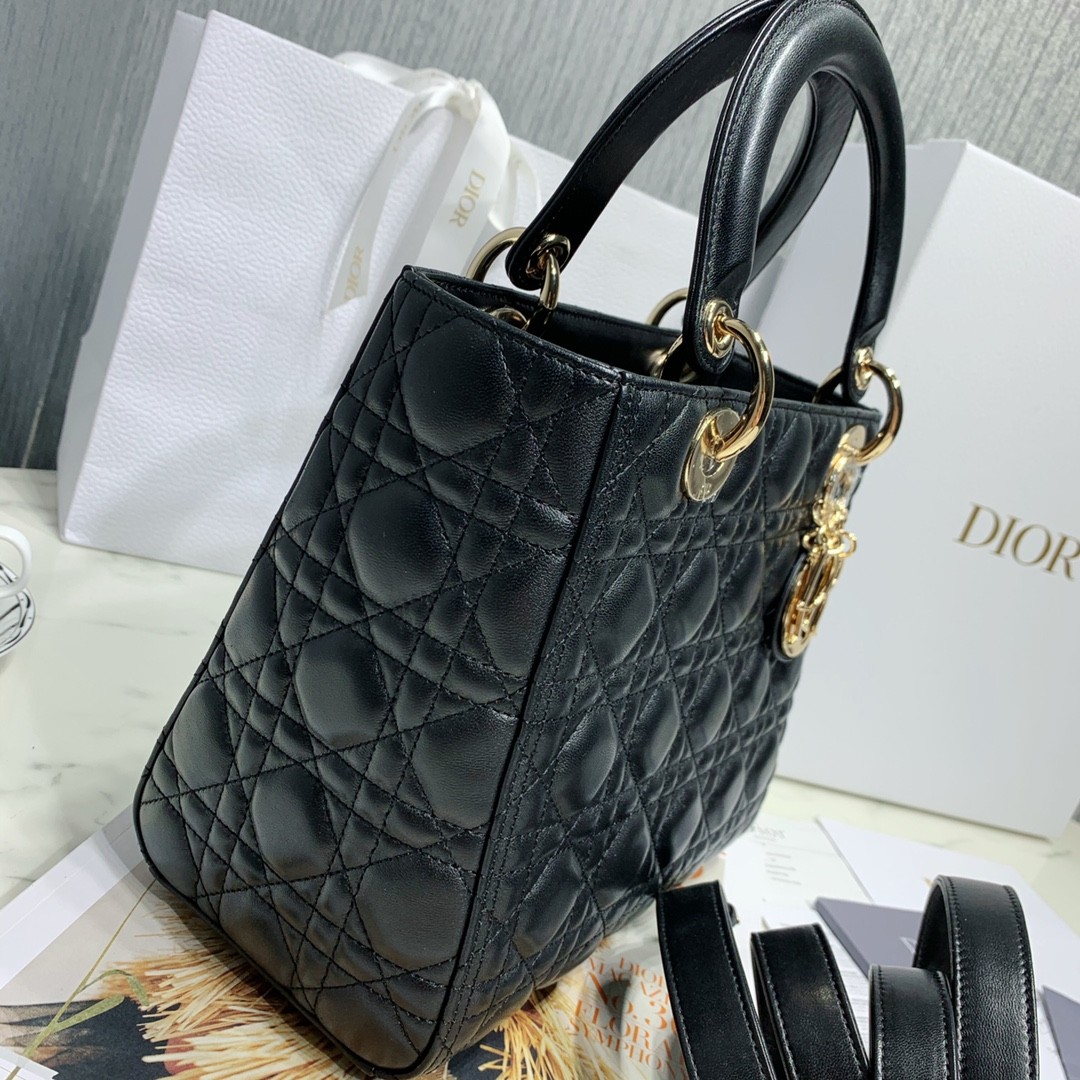디올 레이디백 램스킨 금장 (블랙)