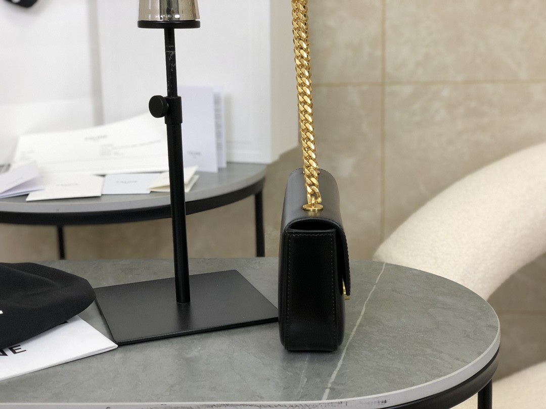 [CELINE-셀린느] 클로드 체인 숄더백 - 샤이니 카프스킨 블랙 [백경]