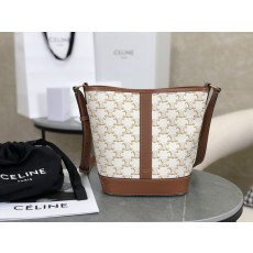 [CELINE-셀린느]  스몰 버킷 - 트리옹프 캔버스 & 카프스킨 화이트  [백경]