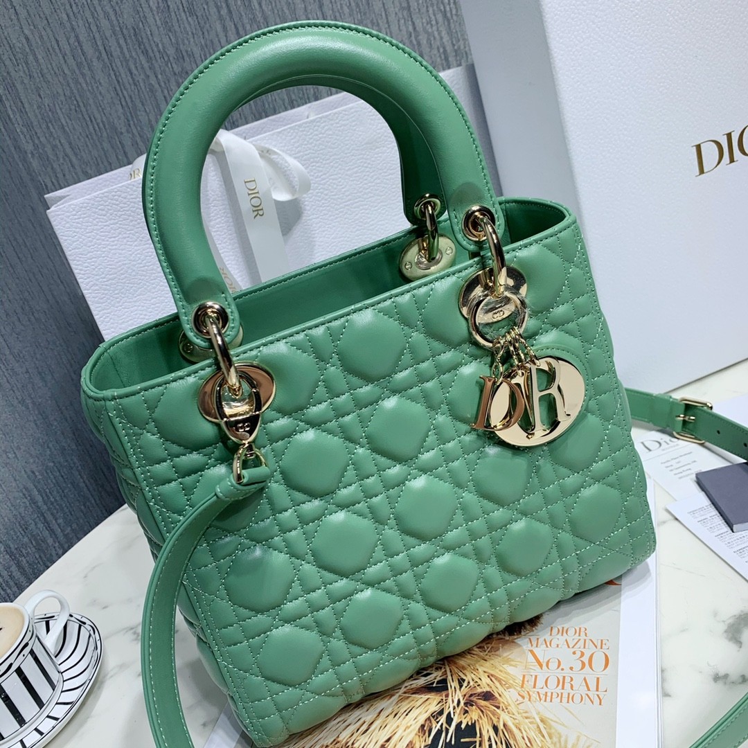 디올 레이디백 램스킨 금장 (민트)