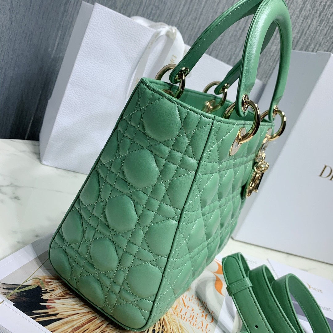 디올 레이디백 램스킨 금장 (민트)