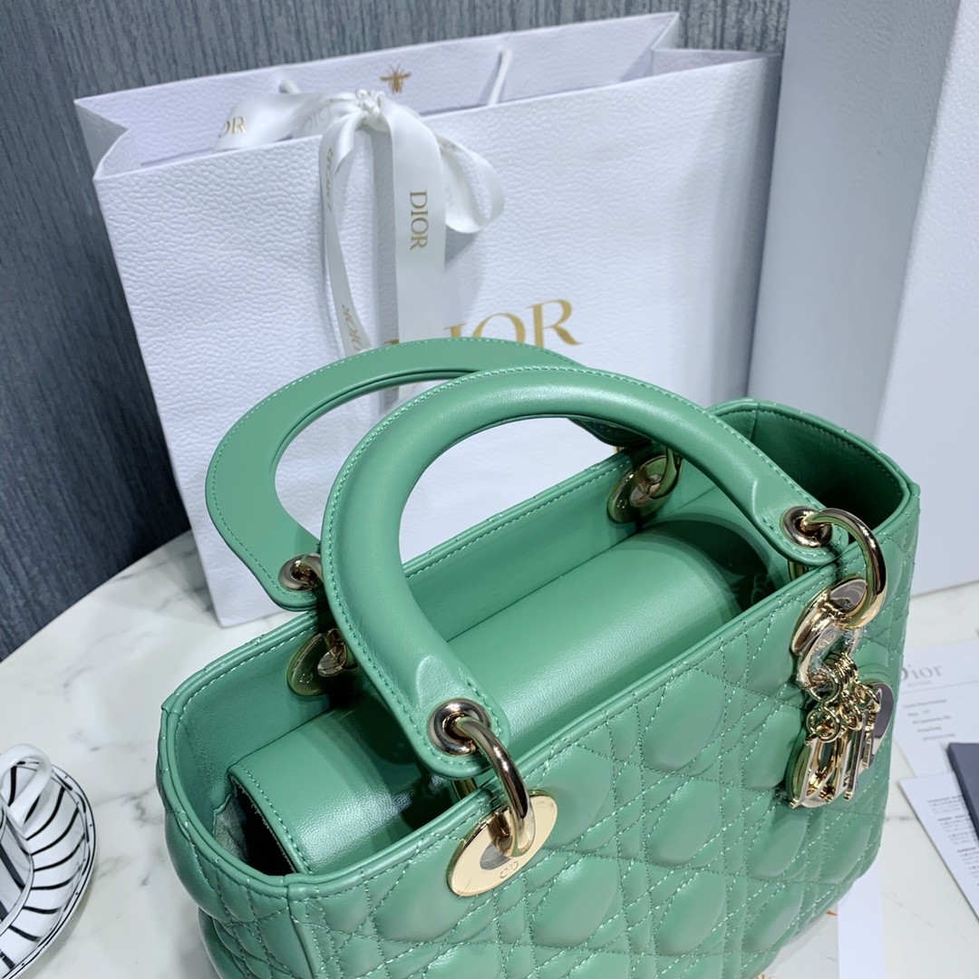 디올 레이디백 램스킨 금장 (민트)