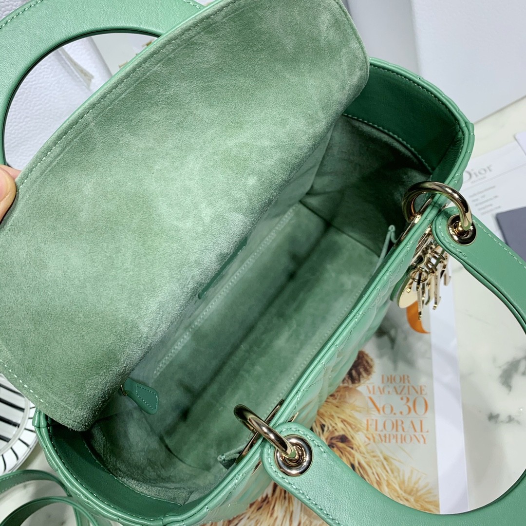 디올 레이디백 램스킨 금장 (민트)