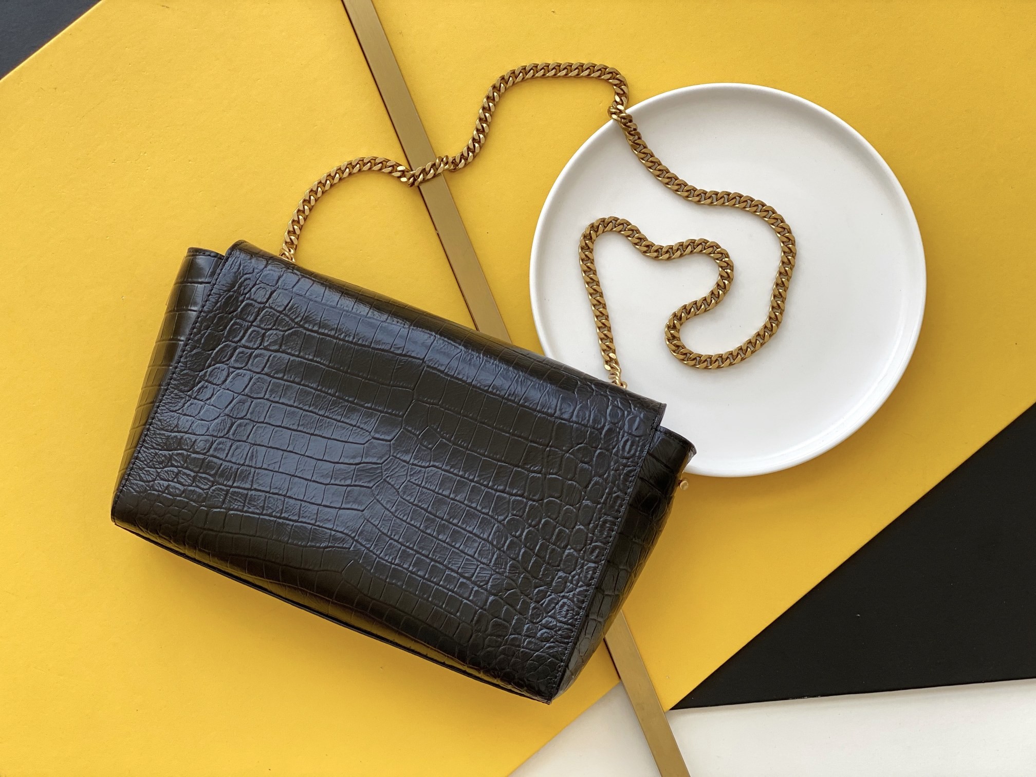 세인트로랑 리버시블 케이트백 (블랙/브라운)