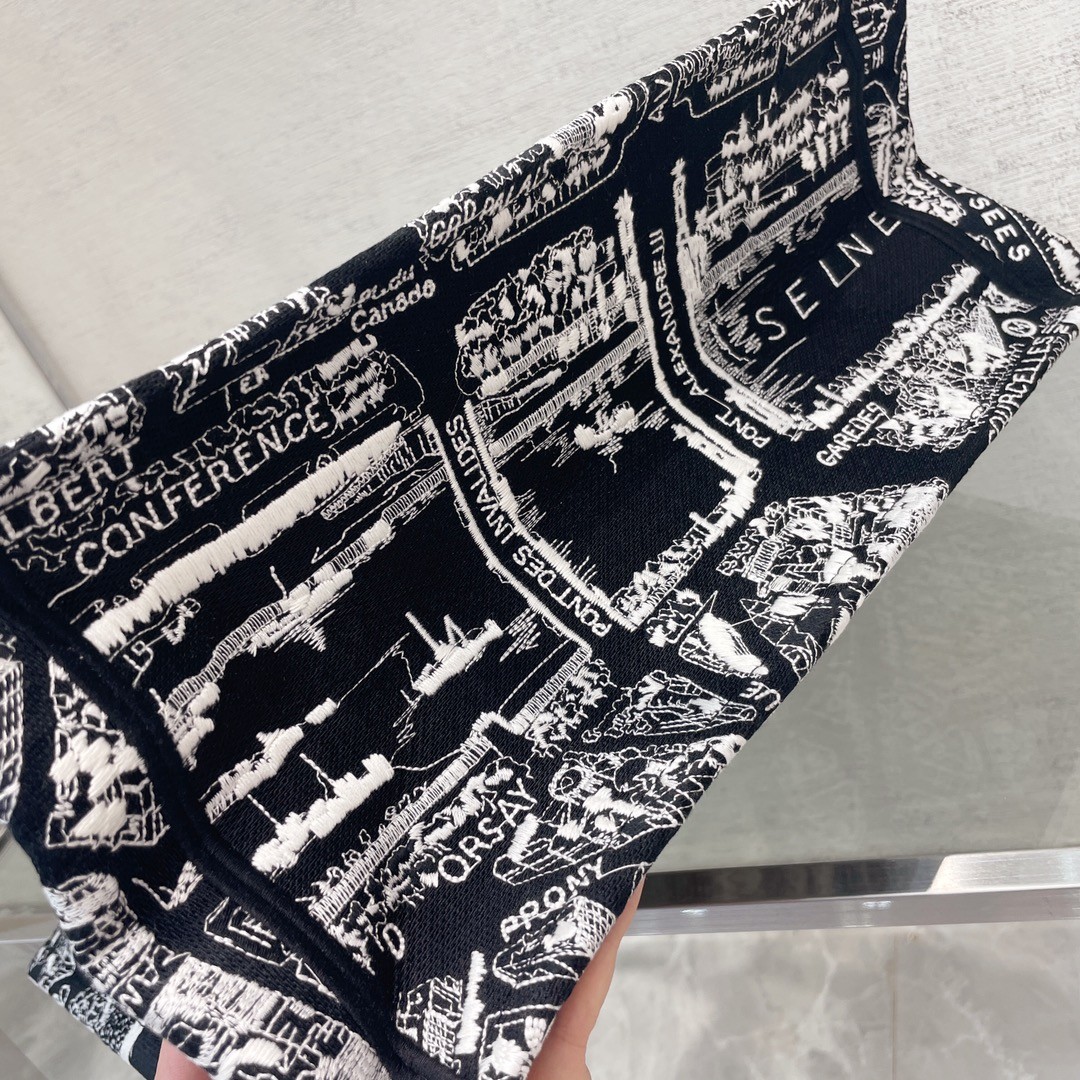 디올 북토트 미듐 플랑드르 파리스 패턴 (네이비)