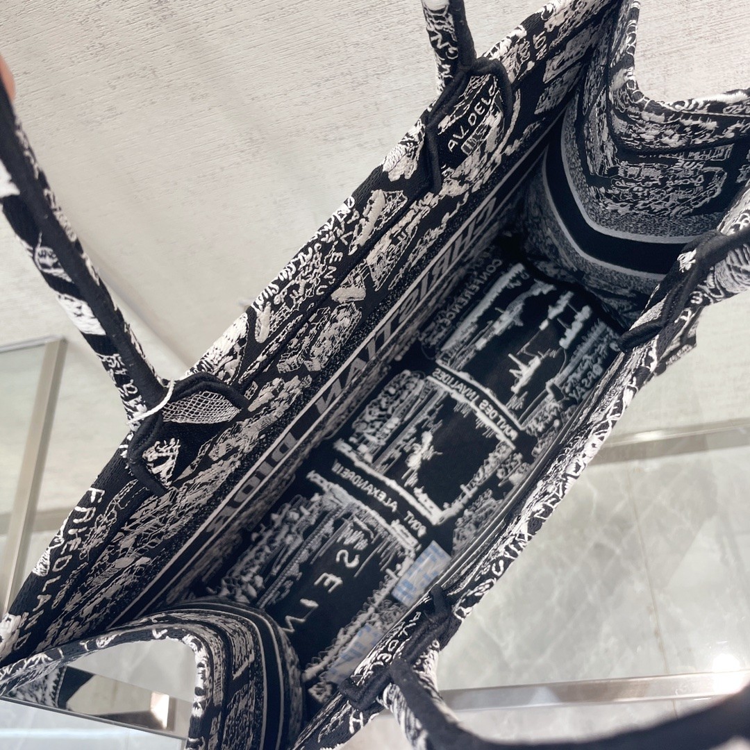 디올 북토트 미듐 플랑드르 파리스 패턴 (네이비)