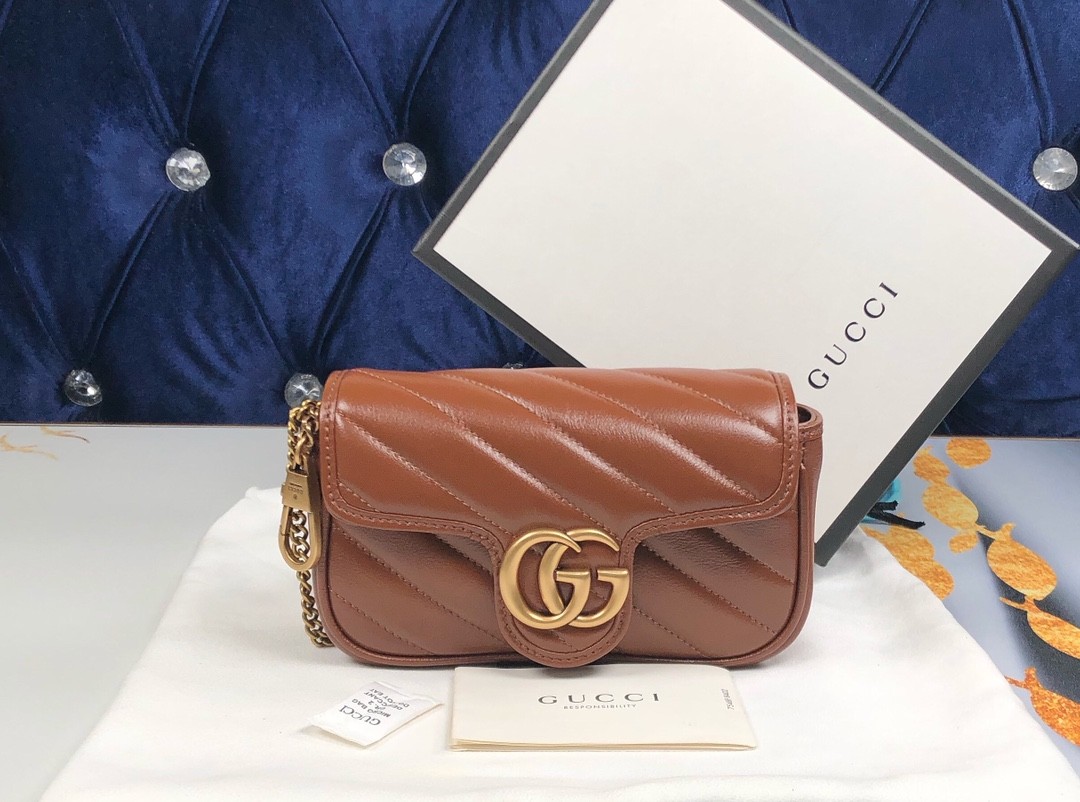 구찌 GUCCI GG 마몬트 마틀라세 가죽 슈퍼 미니 백