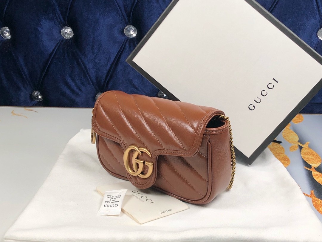 구찌 GUCCI GG 마몬트 마틀라세 가죽 슈퍼 미니 백