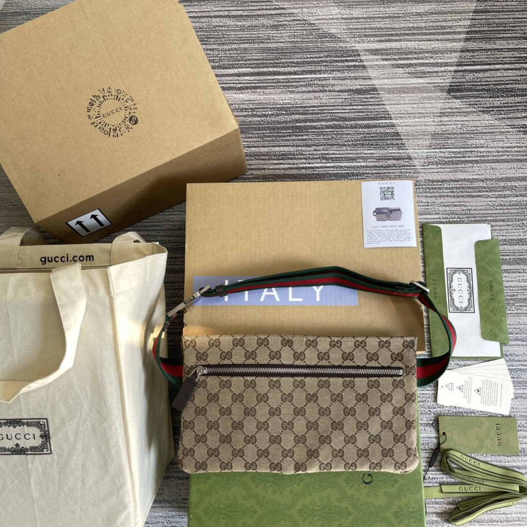 구찌 GUCCI GG 자가드 투포켓 힙색