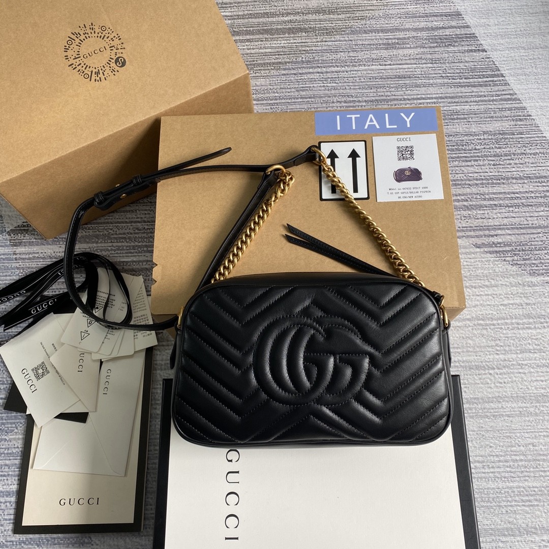 구찌 GUCCI GG 마몬트 마틀라세 쉐브론 스몰 숄더백