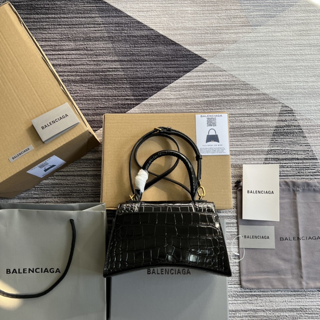 구찌 GUCCI  X 발렌시아가 아워글래스 스몰 탑 핸들백