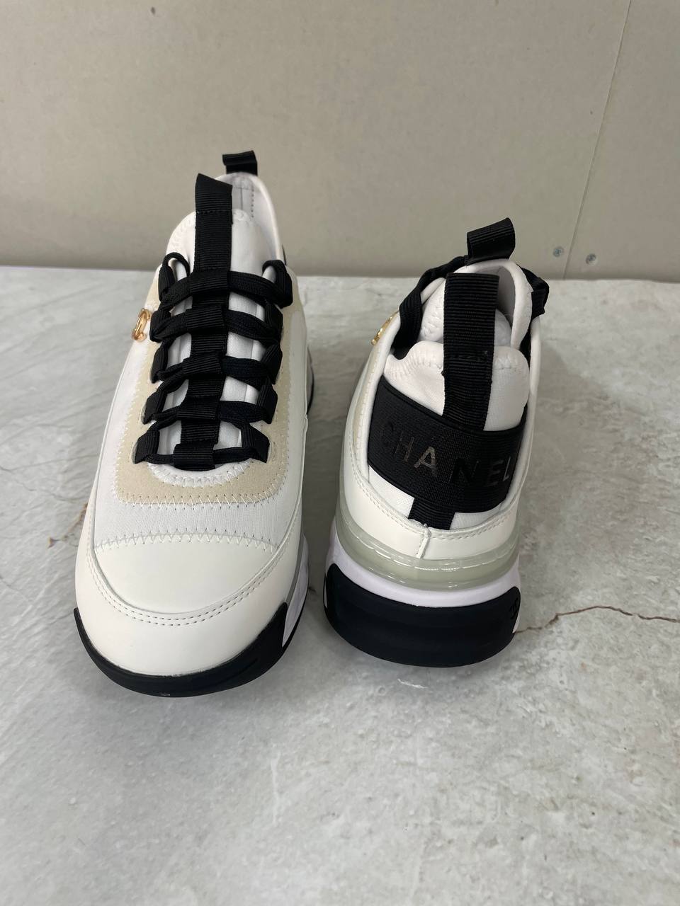 샤넬 운동화 믹스드파이버 스니커즈 화이트 금장